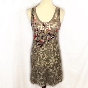 FREE PEOPLE SWEATER TANK DRESS EMBELLISHED LACE